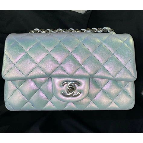 chanel iridescent blue mini|CHANEL 21K Blue Iridescent Mini Bag Unboxing & Close.